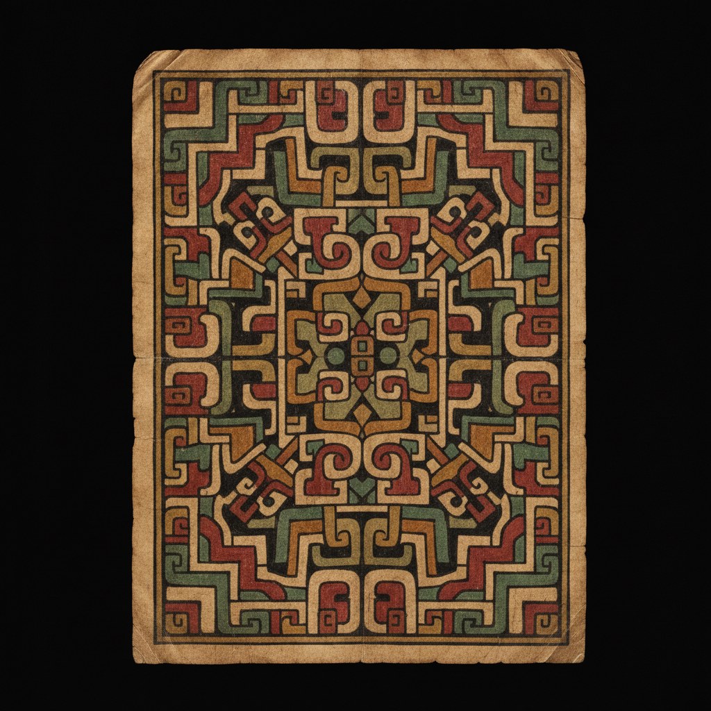 Página de códice mexica pintada sobre papel amate en oro, jade y carmín
